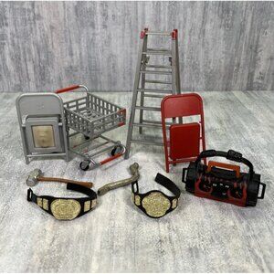 WWE WWF WCF Figure Mini Props Accesories Ladder Stereo Chairs Attitude Era  Lot
